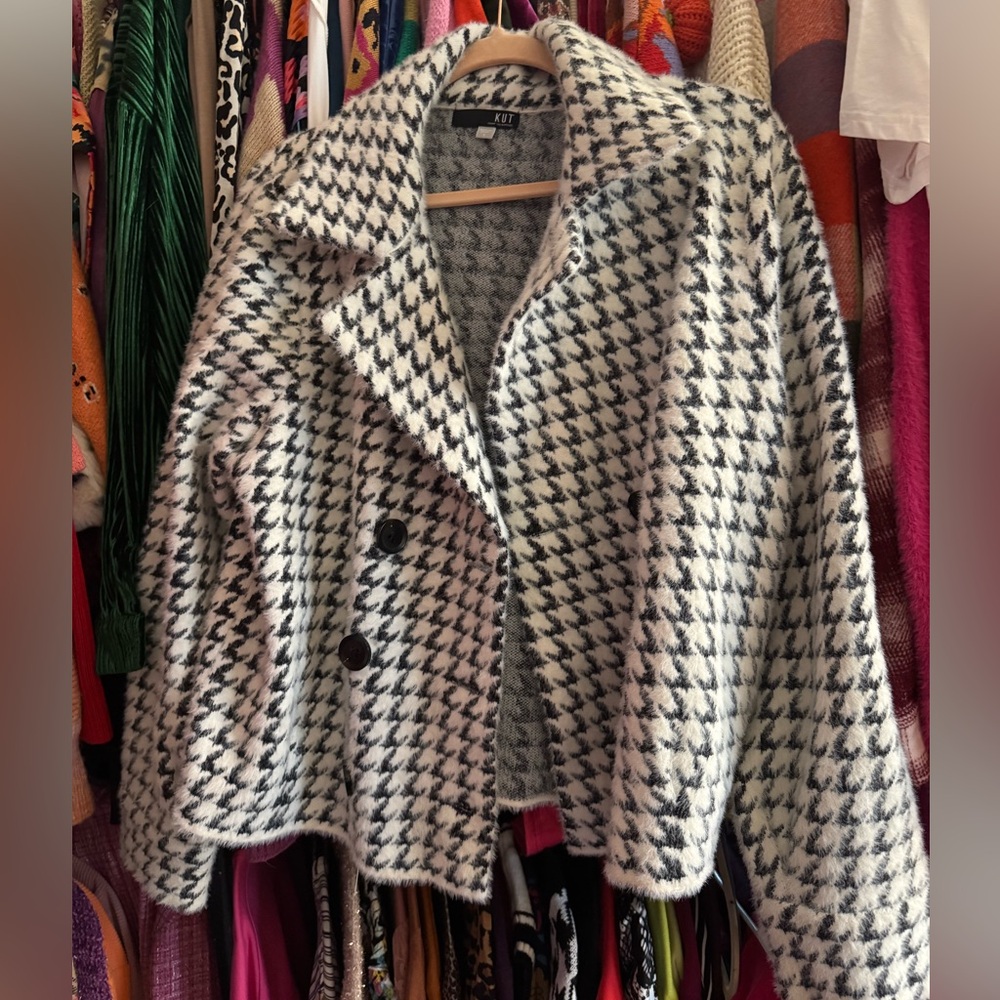 KUT FROM THE KLOTH aaliyah double breasted blazer in black and white